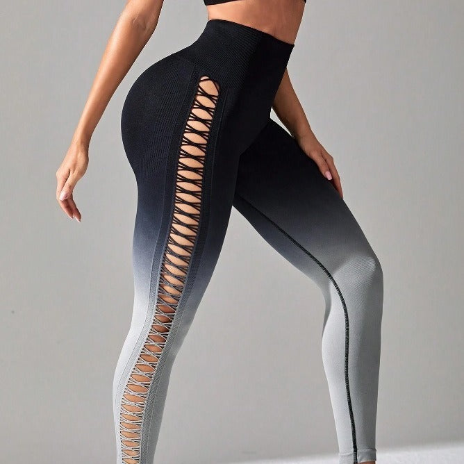 Drop Dyed Tight Seamless High Elastic Hip Raise Yoga Pants